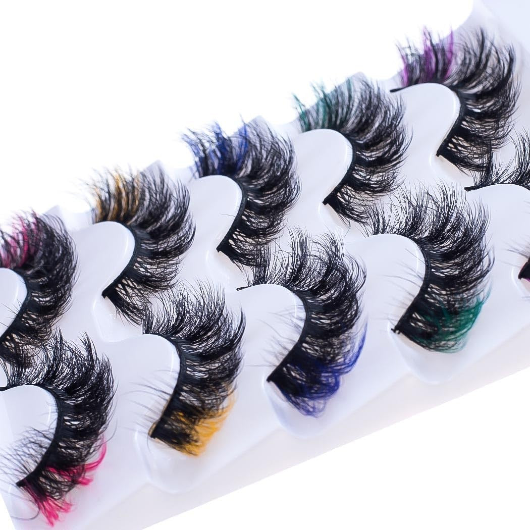 Colorful False Mink Eyelash Set with D Curl - Fluffy & Reusable
