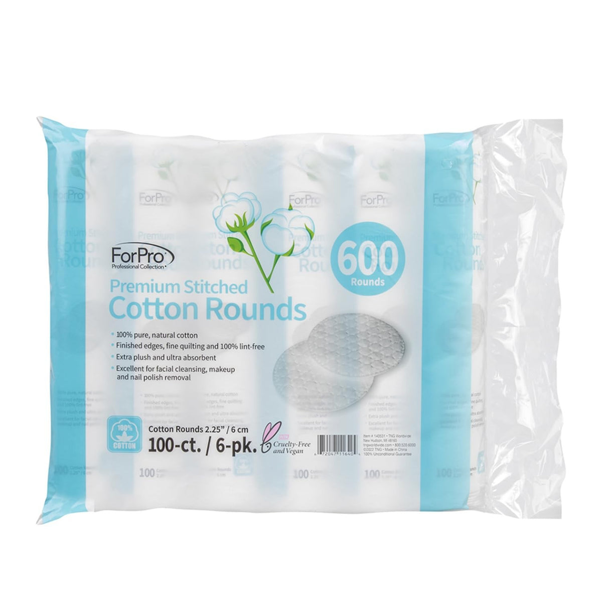 Premium Cotton Rounds for Face & Nails - 600 Count Multi-Pack