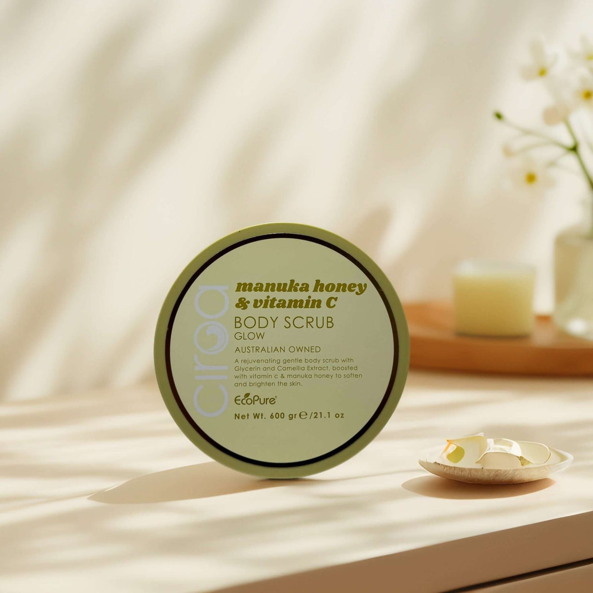 Vitamin C Body Scrub - Brightening Exfoliant with Manuka Honey, 21.1 fl oz