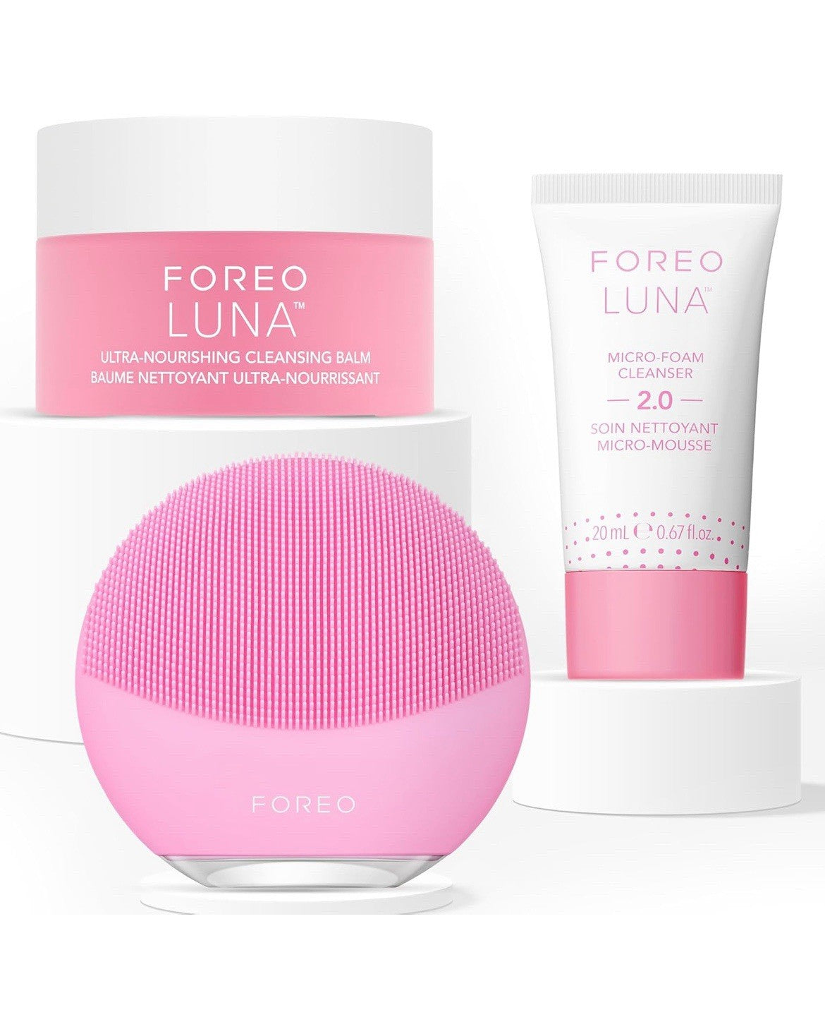 Foreo Luna Mini 3 Facial Cleansing Brush, Balm & Cleanser Set (Pink)