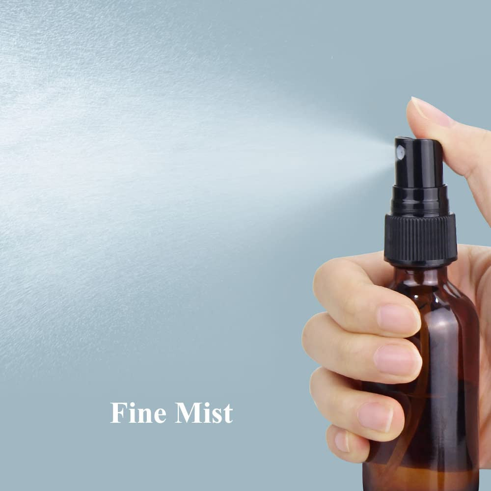 2 Oz Glass Spray Bottle with Fine Mist Refillable Liquid Container