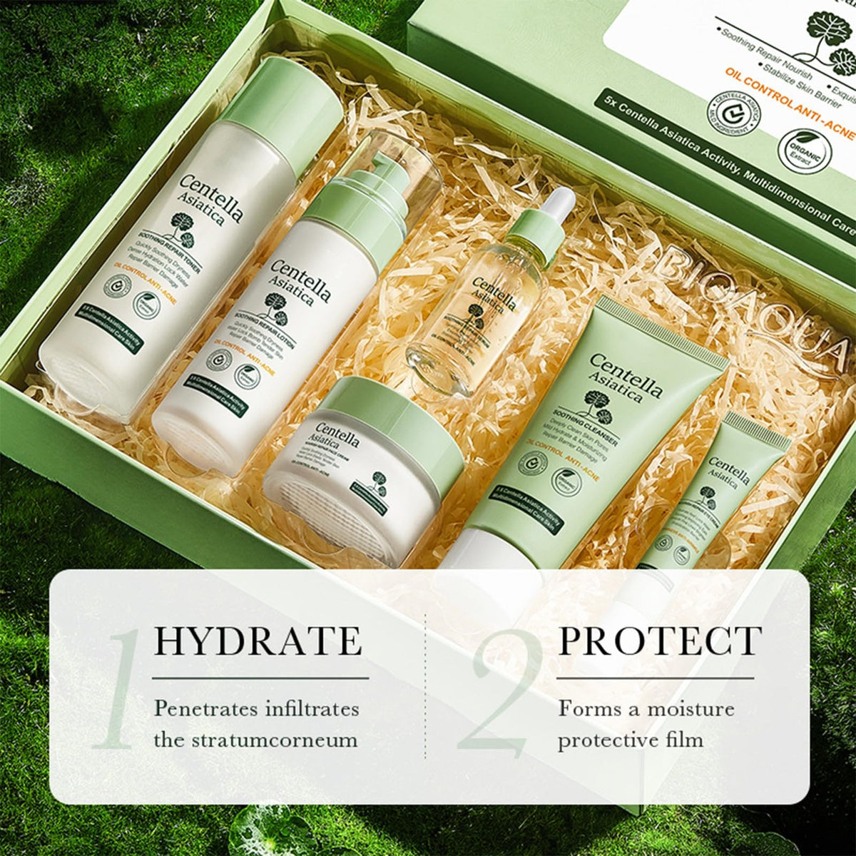 Centella Skincare Set - 6-Piece Hydrating Face Care Kit for All Skin Types