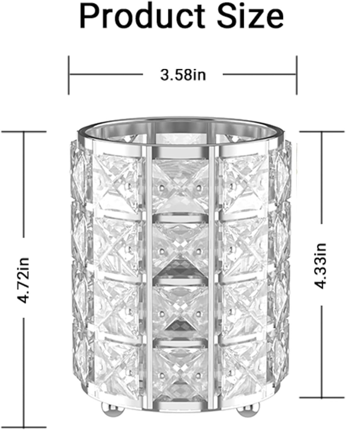 Elegant Makeup Brush Holder with Silver Crystal Bling Vanity Organizer