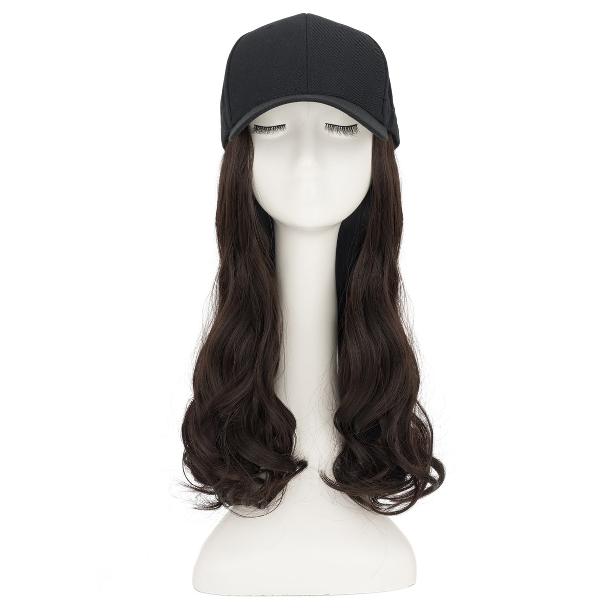 Women Baseball Cap Hat with Wavy Synthetic Hair Wig - Natural, Ombre
