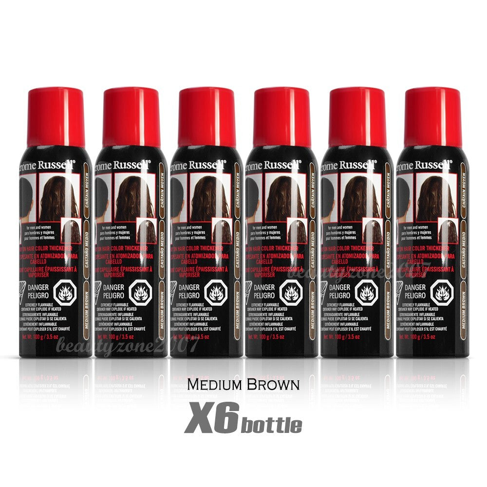 Spray on Hair Color Thickener Medium Brown 3.5 oz (6 Pack)