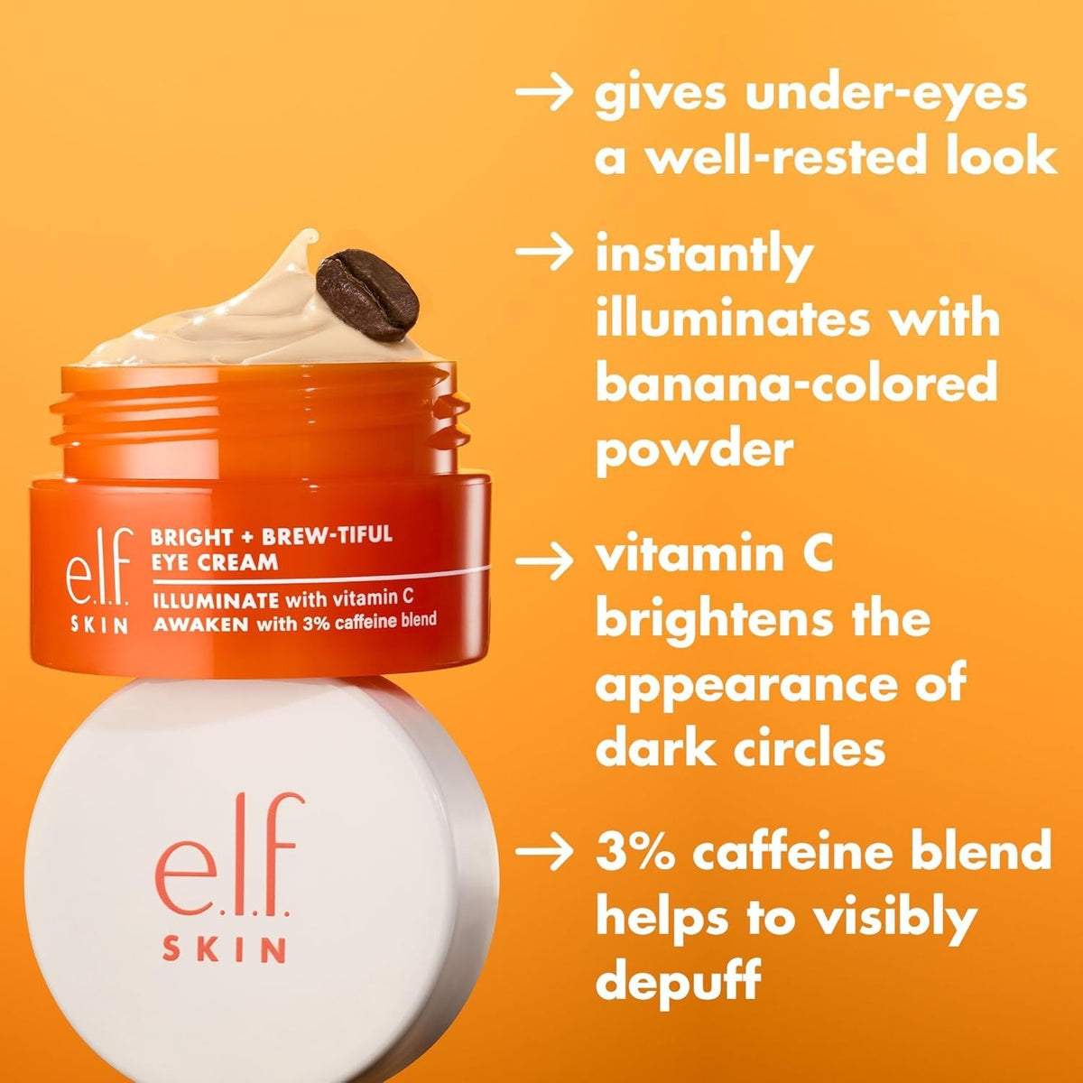 Brightening Eye Cream with Vitamin C & Depuffing Ingredients - Hydrating & Cruelty-Free
