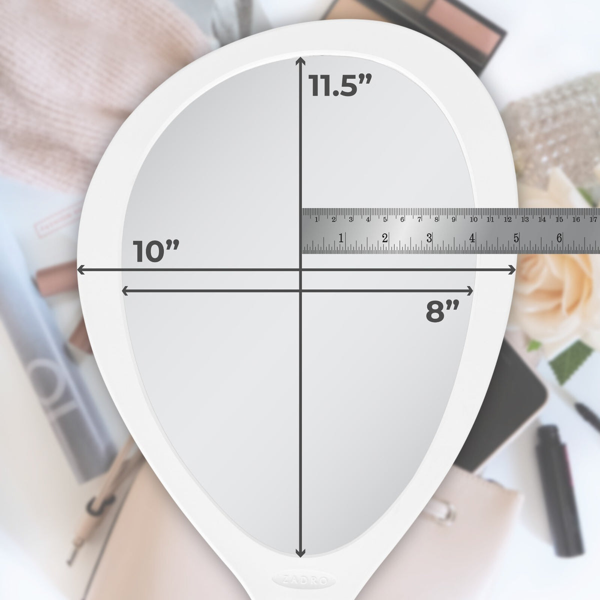 Teardrop Handheld Mirror with Curved Handle - Large Wall Hanging Mirror