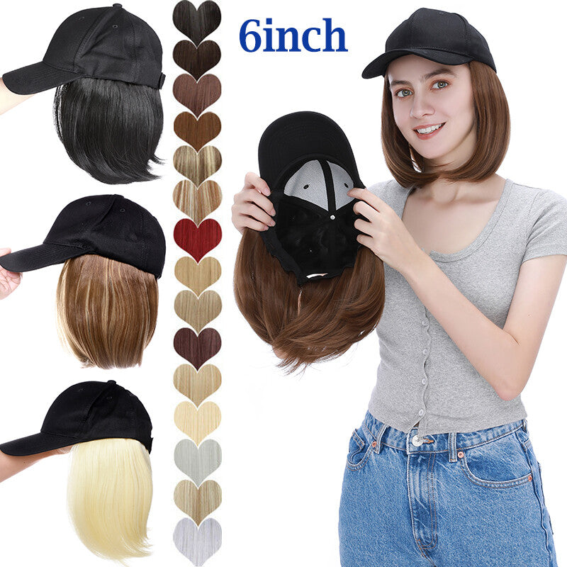 Baseball Cap with Synthetic Hair Extensions - Straight, Curly, Wavy Fits Most