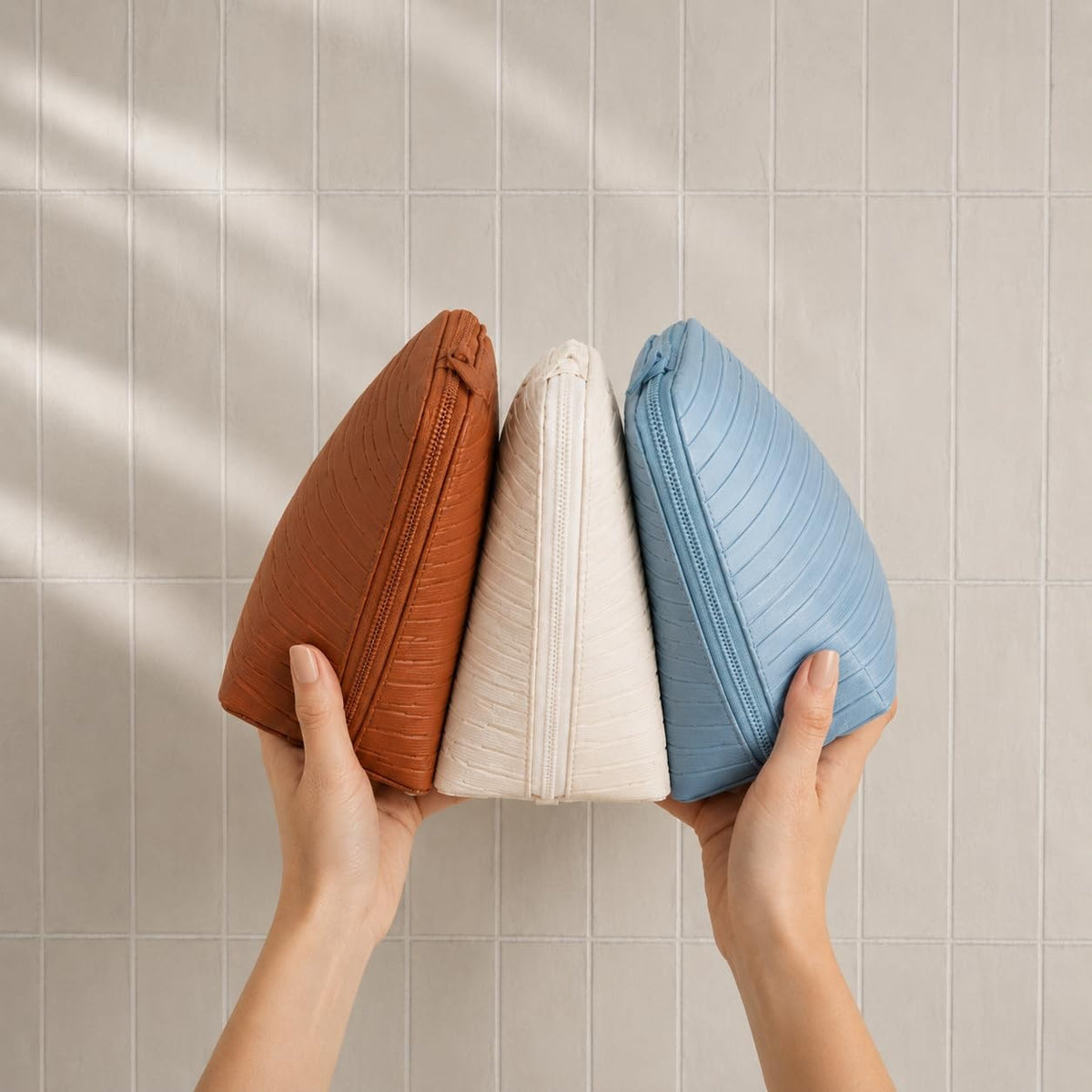 Standing Foldable Makeup Bag - Large Vertical Design, Full-Size Fit