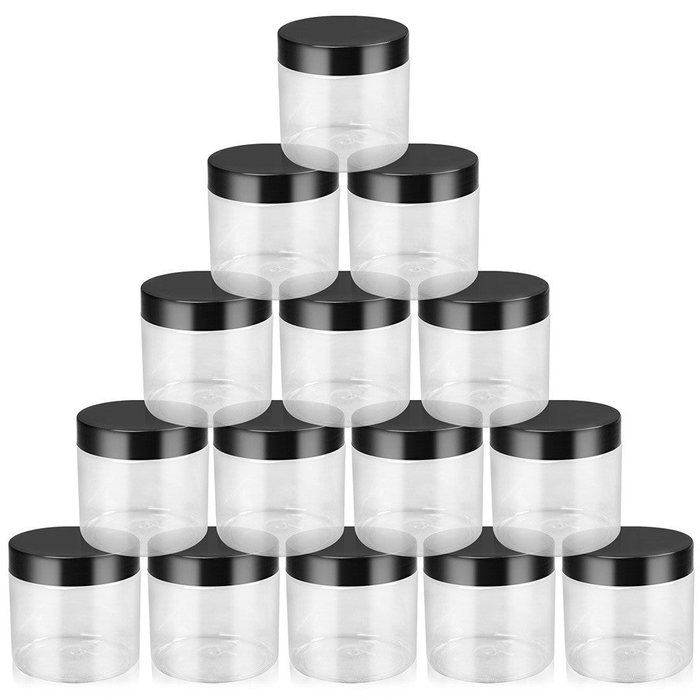 15 Pack 8 Oz Plastic Refillable Jars with Lids for Food, Cosmetics, Crafts