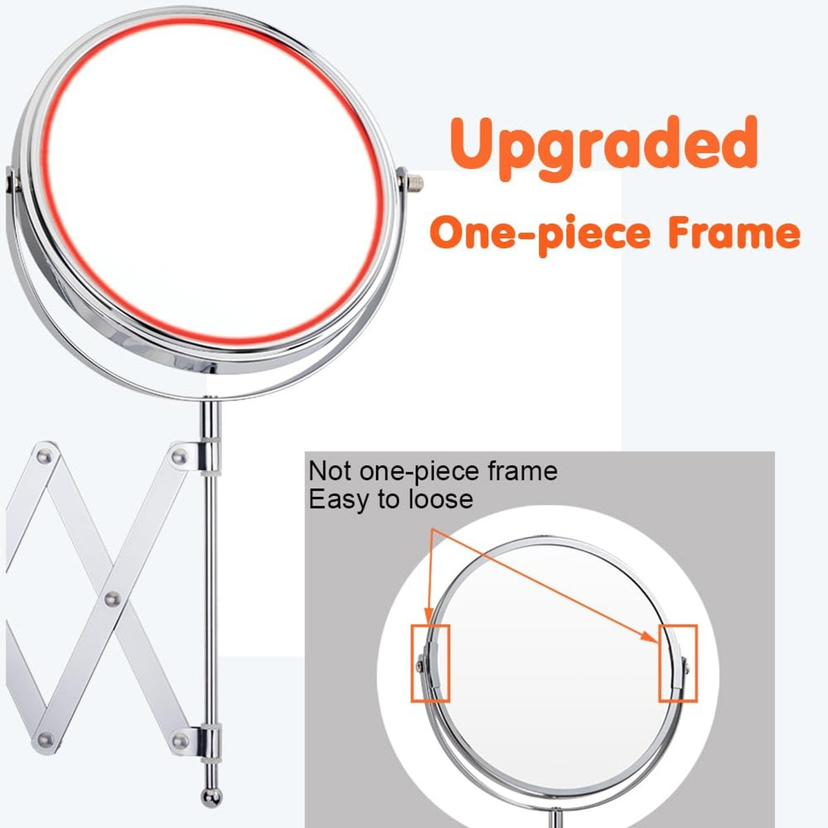 Welllink 7-Inch Wall Mounted Double-Sided Makeup Mirror with 7X Magnification