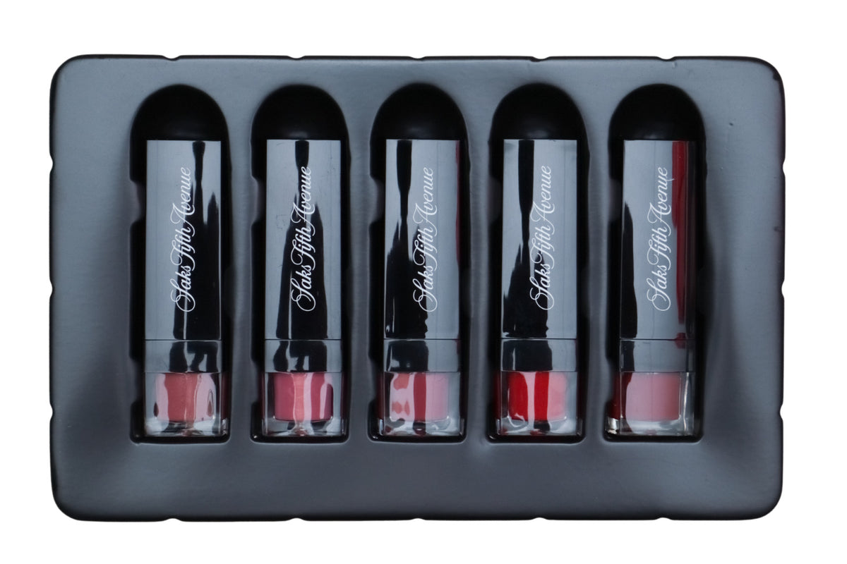 Saks Fifth Avenue 5 Cream Lipsticks Set - Berry Shades, Square Size