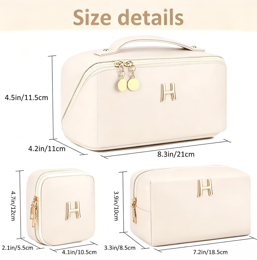 Large Travel Cosmetic Bag with Personalization, Waterproof Makeup Organizer