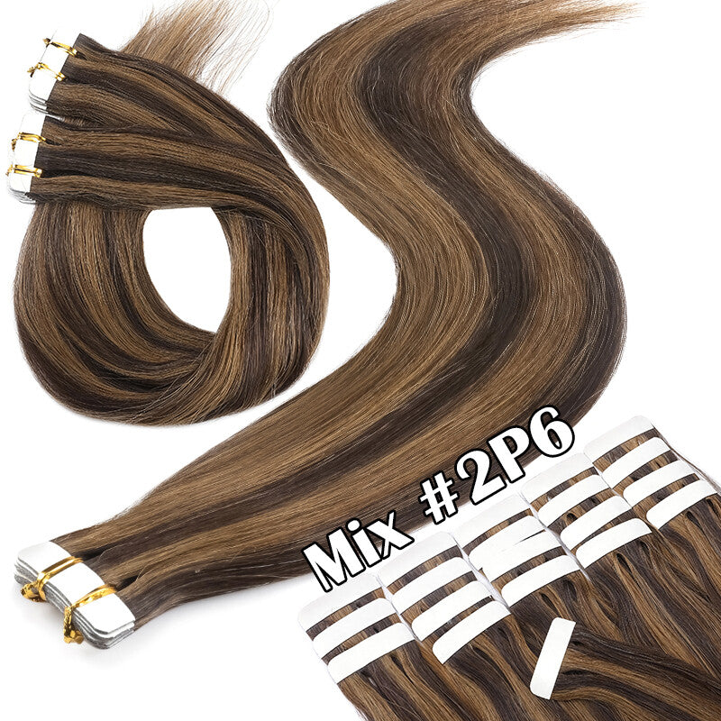 Indian Remy Tape-In Human Hair Extensions Full Head - Straight 200G