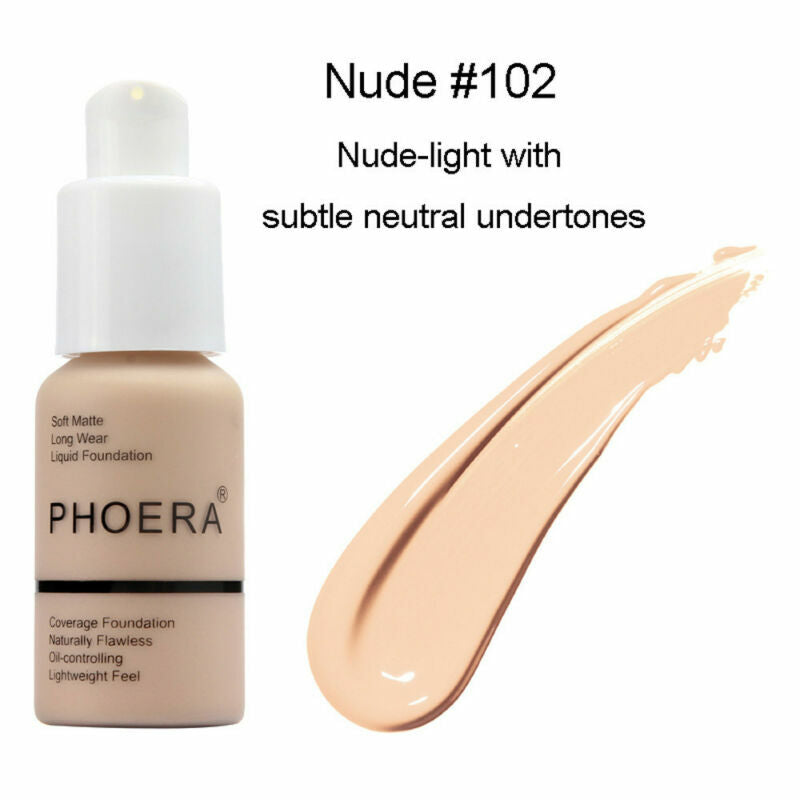 Full Coverage Liquid Foundation Makeup - Long-Lasting, Brightening, Oil Control