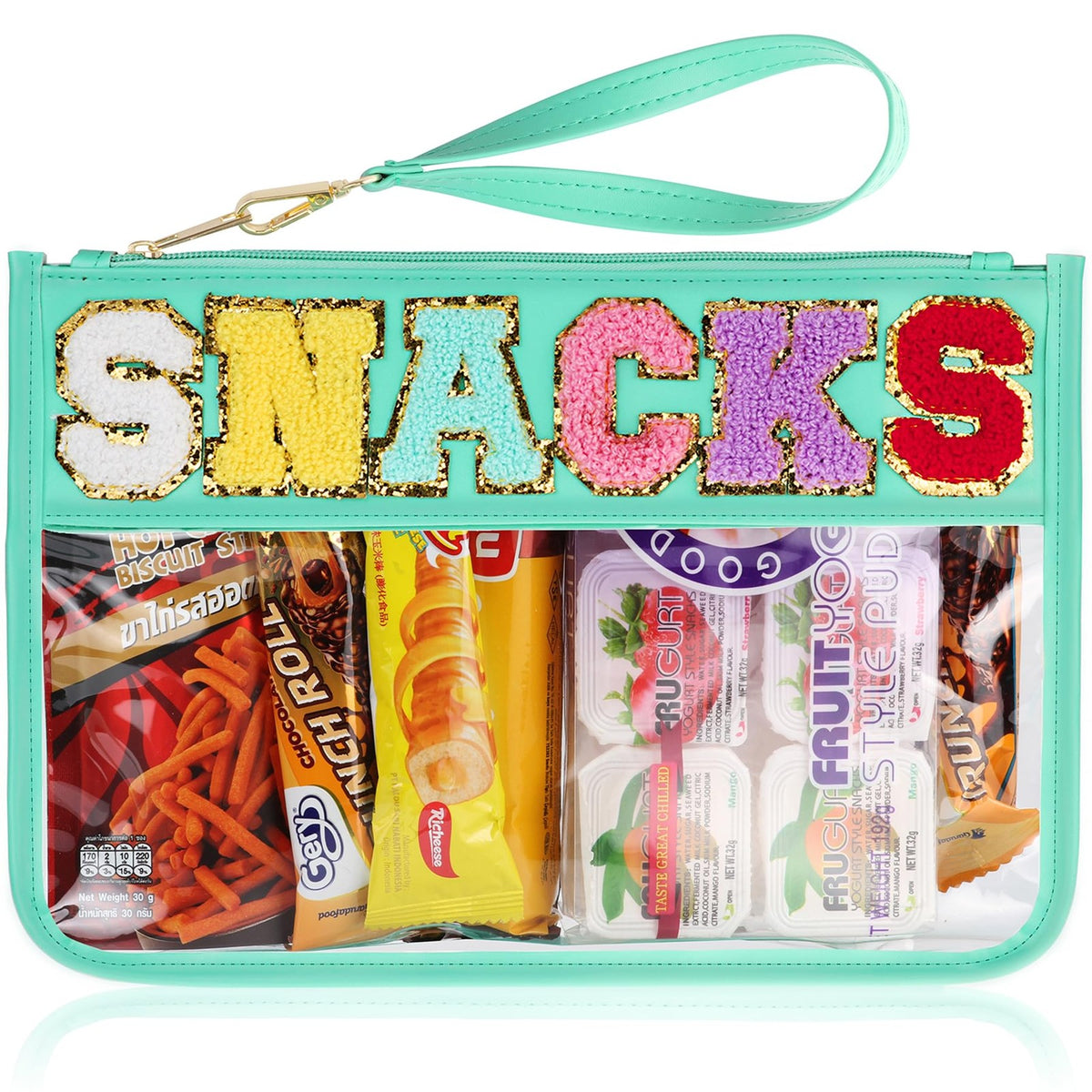 Travel Clear Chenille Letter Pouch with Zipper 12.2x8.4 Inch Waterproof Cosmetic Bag