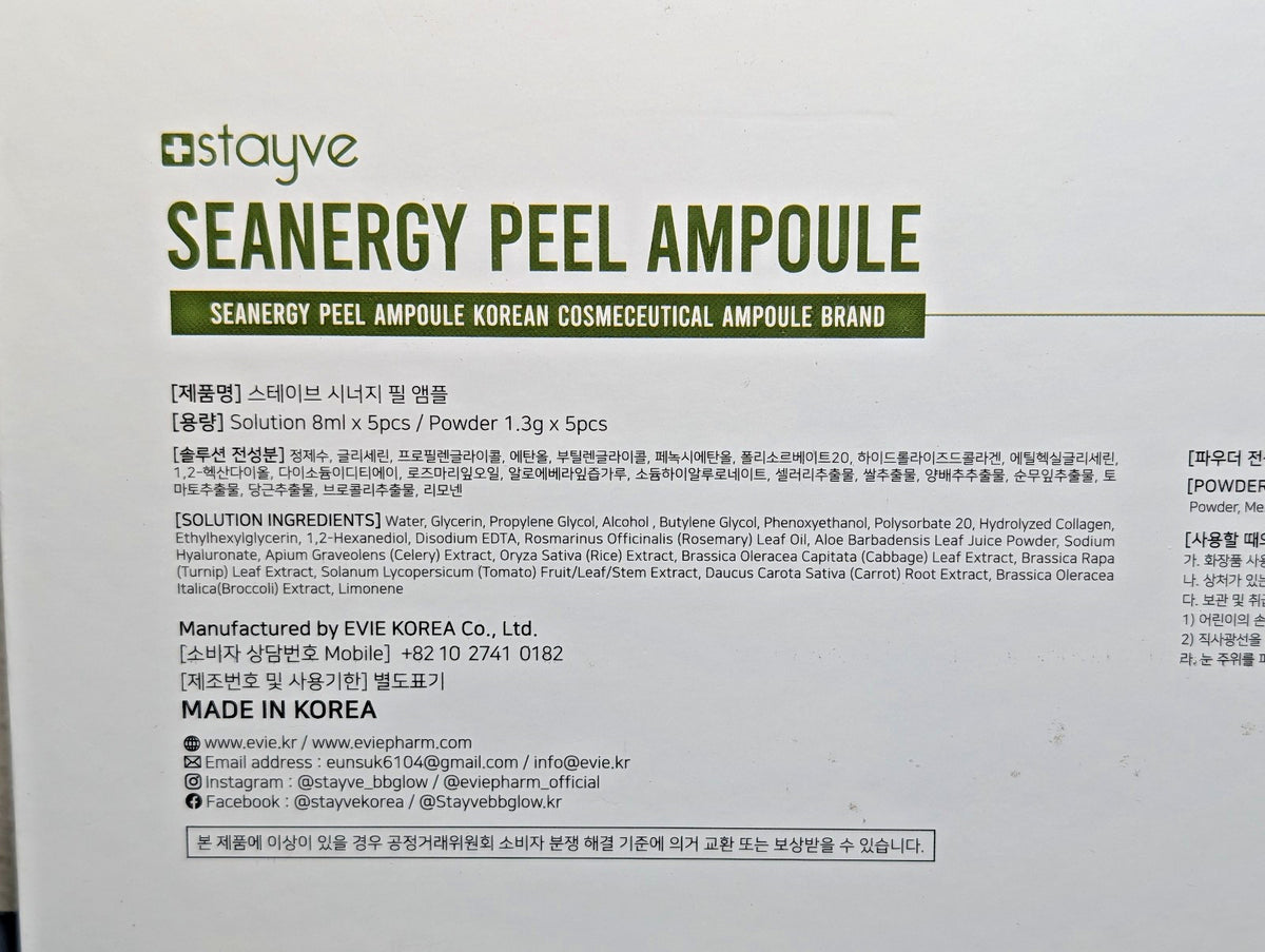 Stayve Seanergy Peel Ampoule 5 Treatment Kit Korean Skin Care Peel