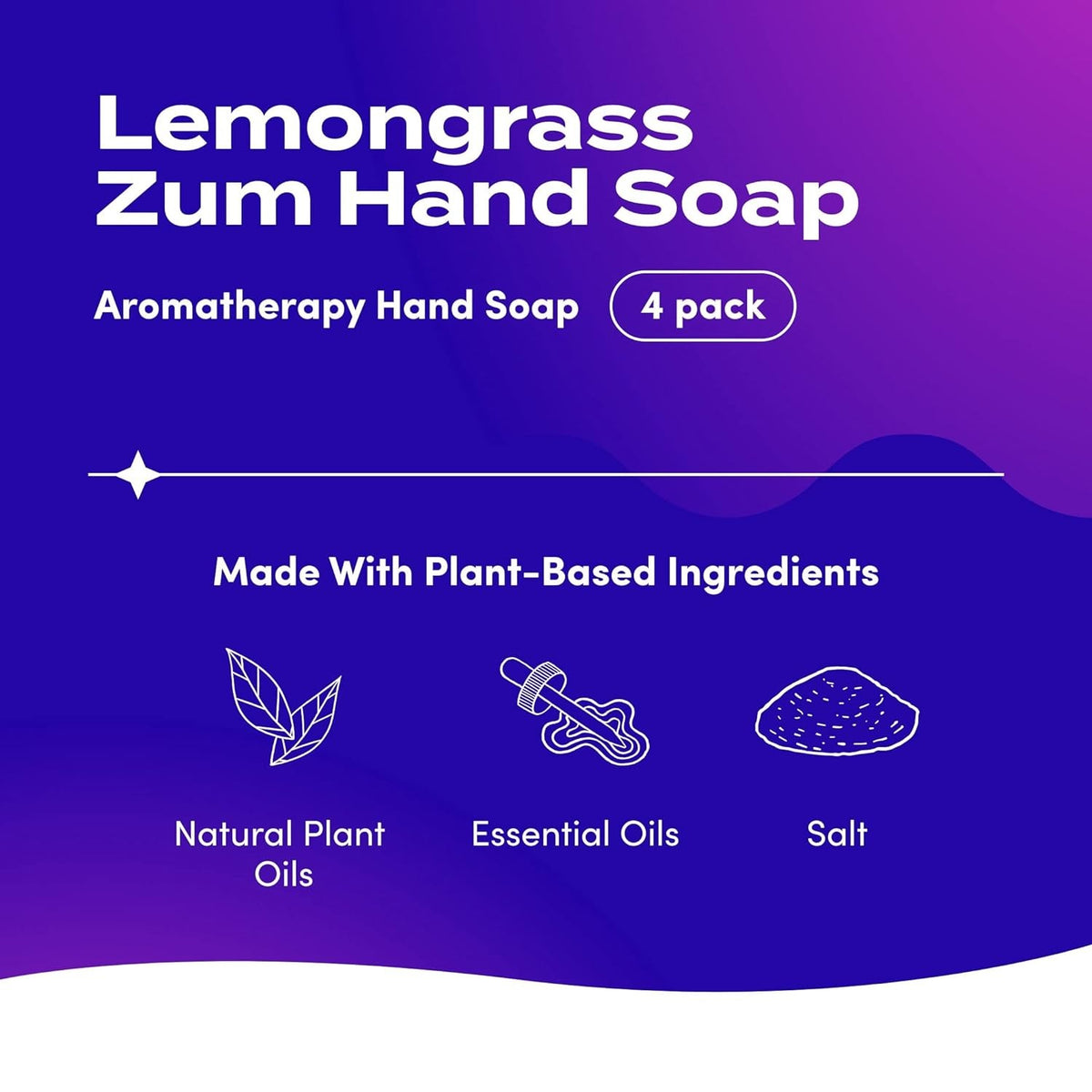 Natural Lemongrass Hand Soap - 12 Fl Oz Plant-Based Liquid Hand Wash