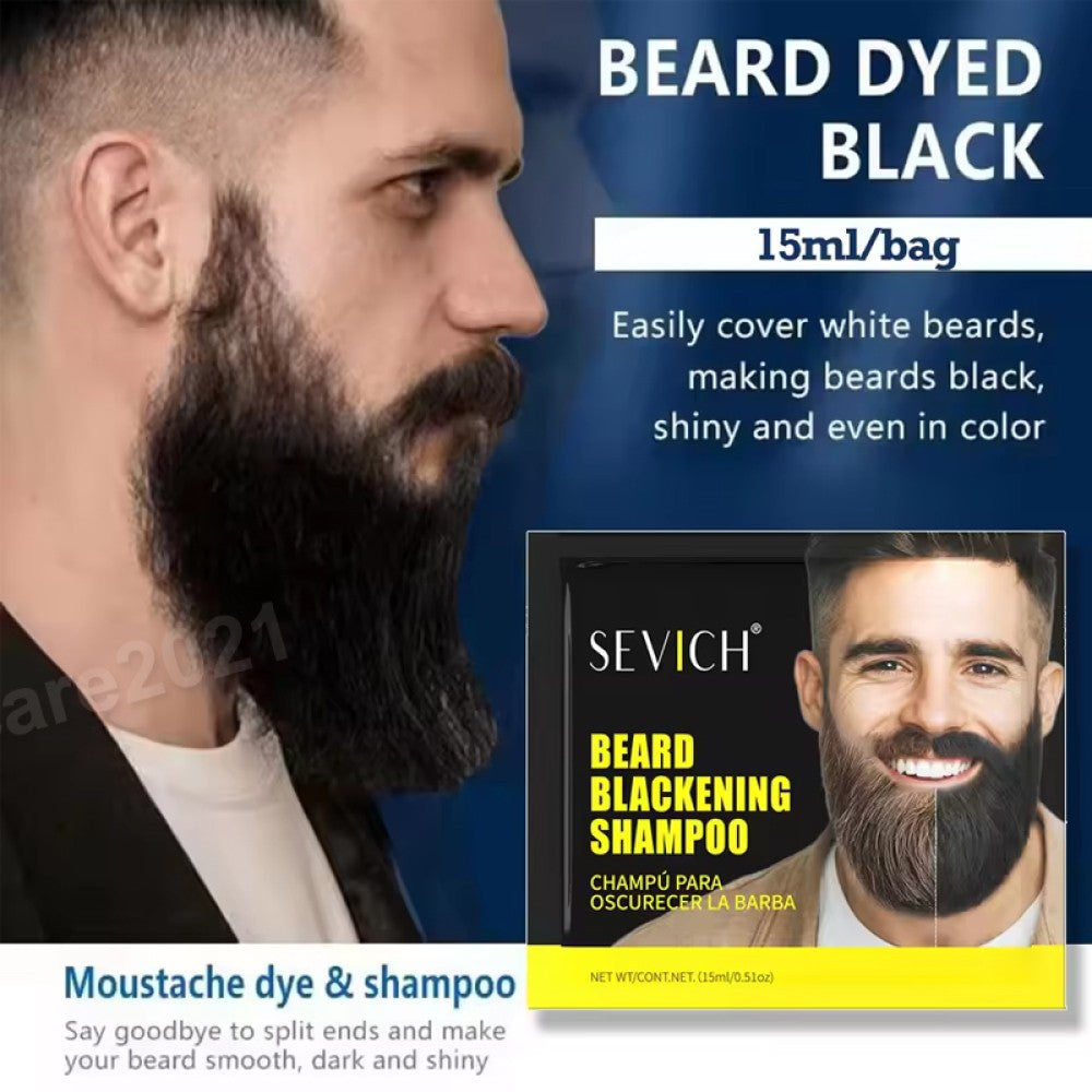 Beard Blackening Shampoo for Men - Instant Black Color 10x15ml