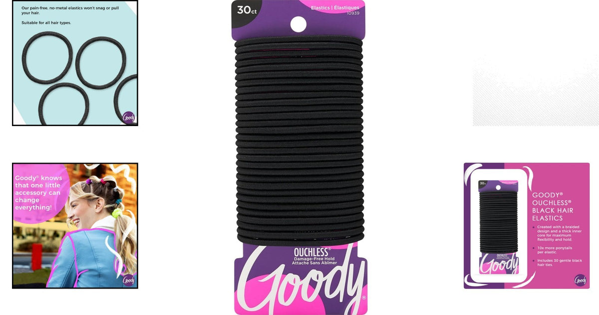 30 Count Ouchless Hair Elastics - No Pull, Damage-Free Hold for All