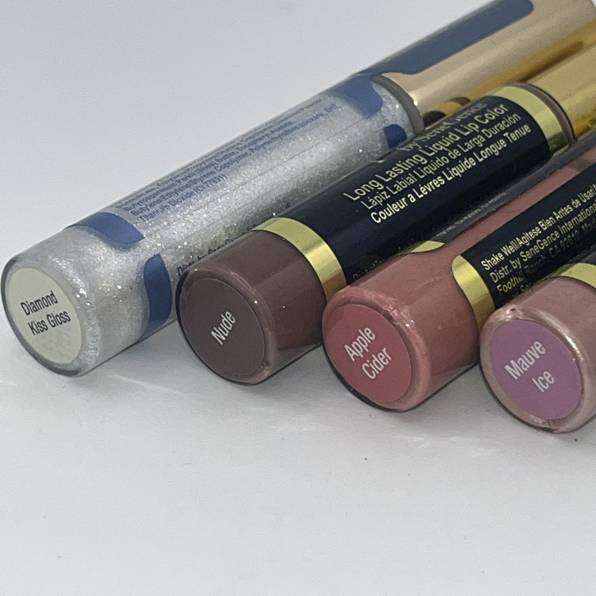 LipSense Long Lasting Liquid Lip Color & Gloss Set - Nude, Cider, Mauve, Ice, Diamond Kiss