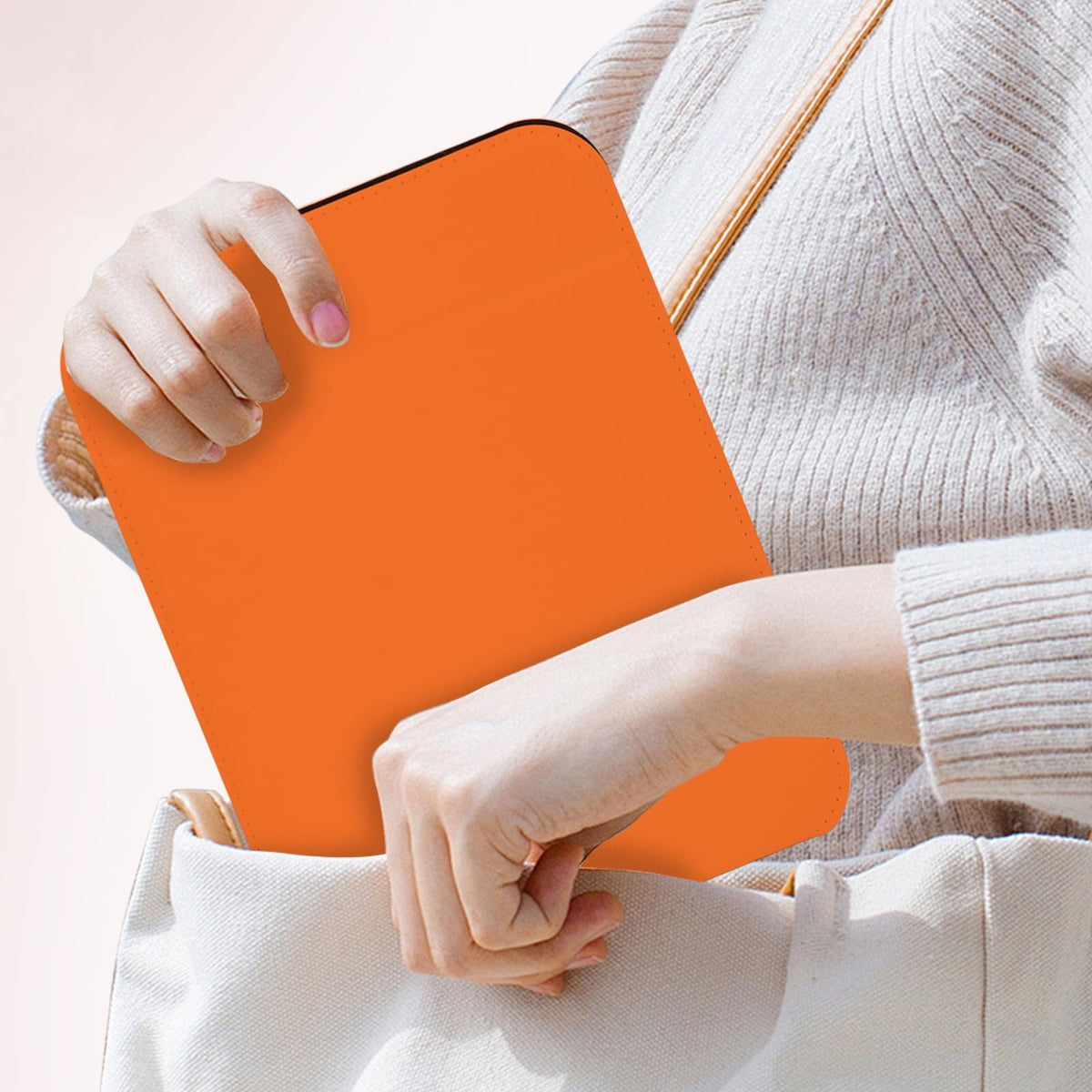 Portable Folding Travel Makeup Mirror with Adjustable Stand - Compact Orange