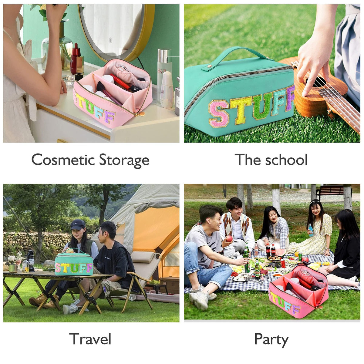 Large Capacity Travel Makeup Bag - Water-Resistant Cosmetic Organizer for Women