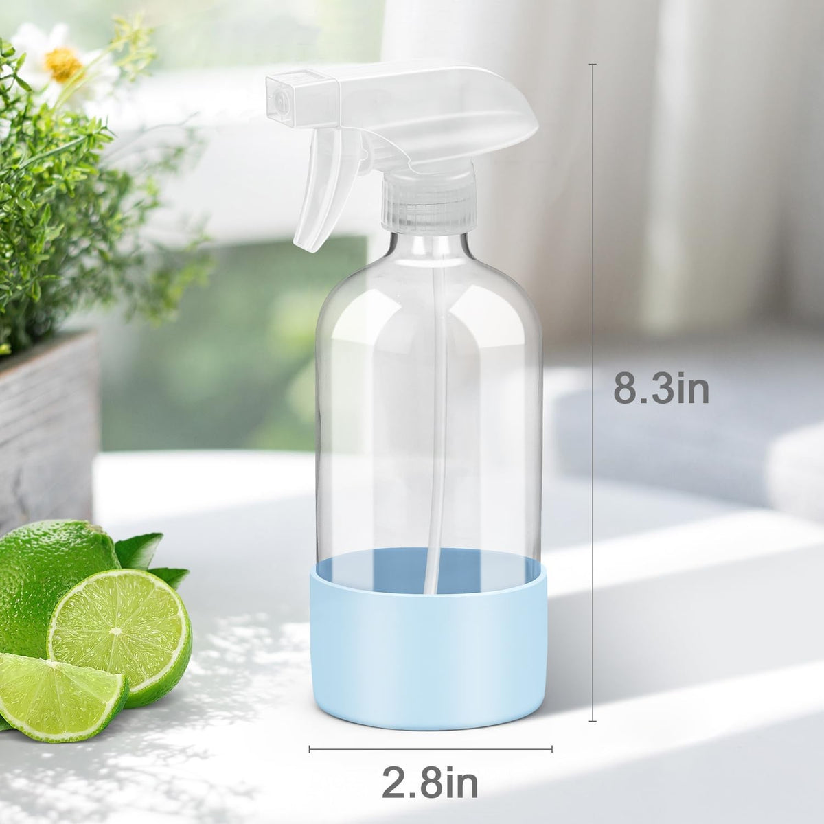 16 oz Refillable Glass Spray Bottle with Silicone Sleeve - Multi-Purpose