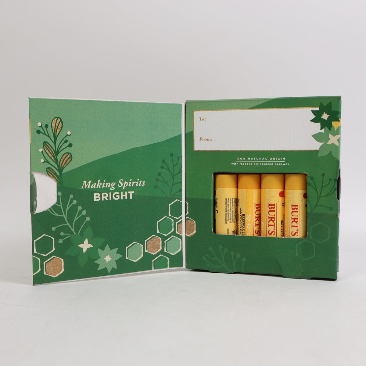 Holiday Lip Balm Gift Set - 4 Burt's Bees Lip Balms for Holiday Season