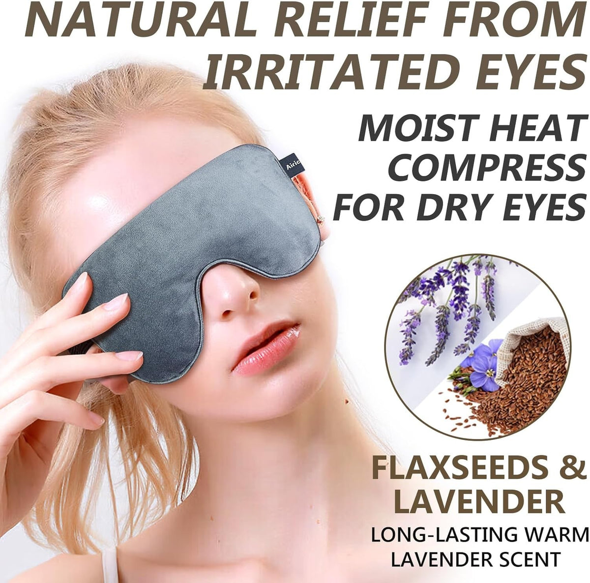 Microwavable Lavender Heat Eye Mask for Dry Eyes & Eye Relief
