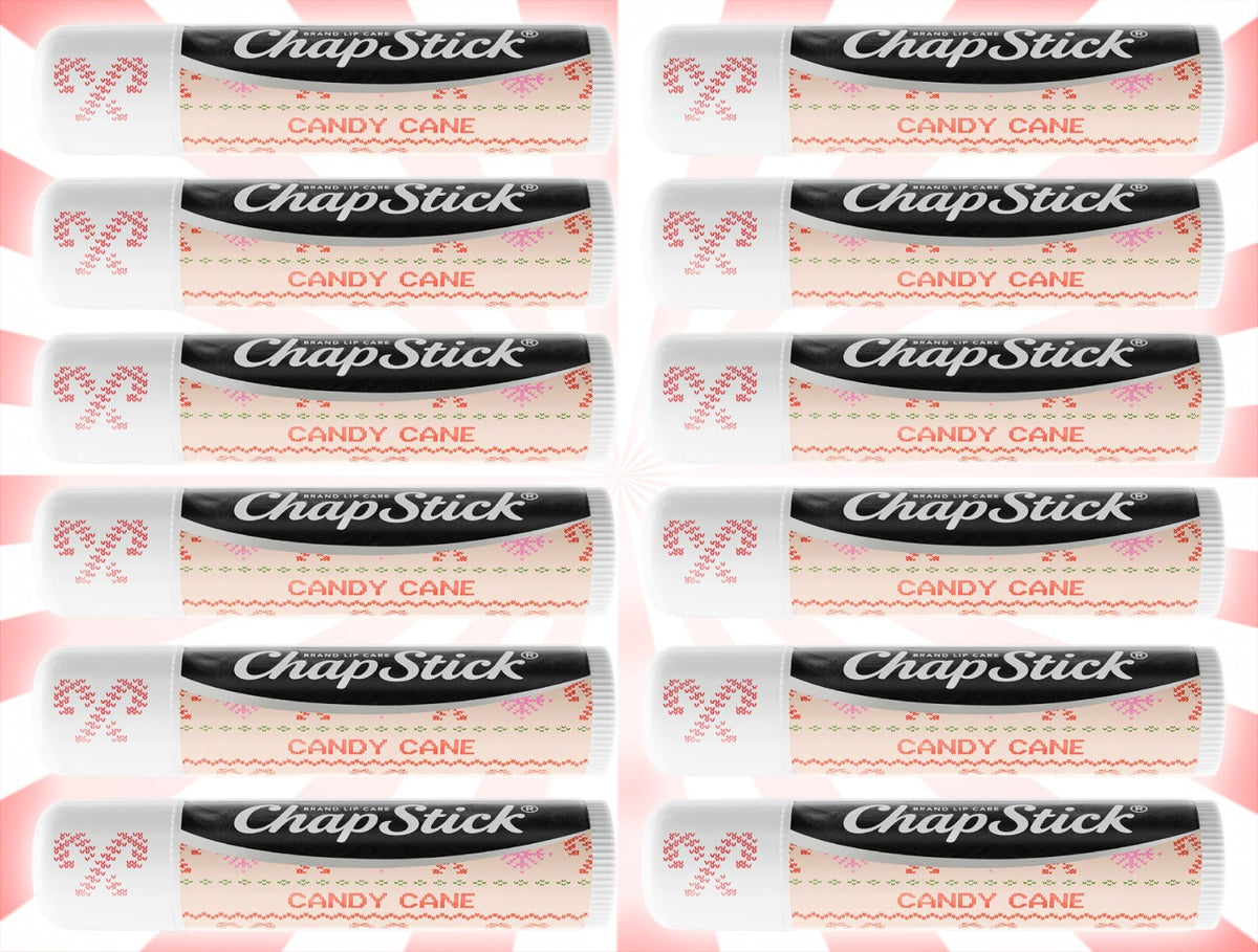 12-Pack Candy Cane Lip Balm Set - Holiday Limited Edition, 0.15 OZ