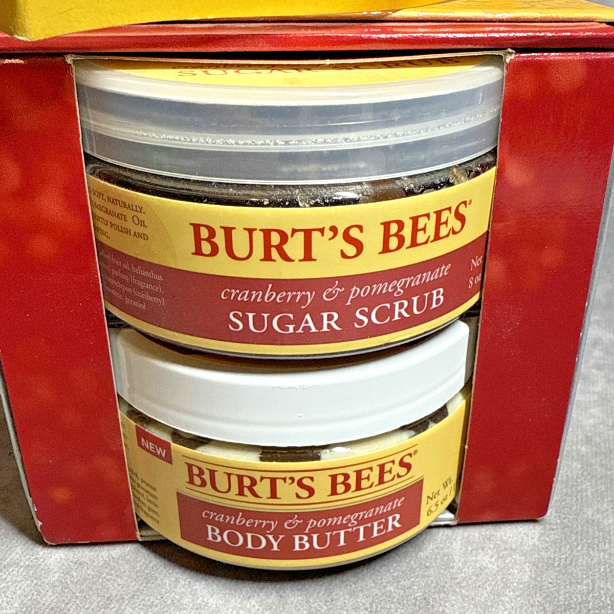 Burt's Bees Cranberry & Pomegranate Sugar Scrub Body Butter Set 8oz
