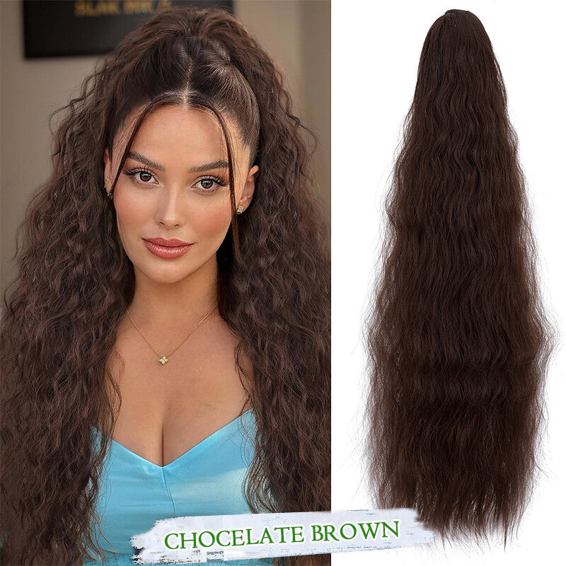 Drawstring Ponytail Hair Extension with Layered Wavy Texture - Thick & Natural-Looking