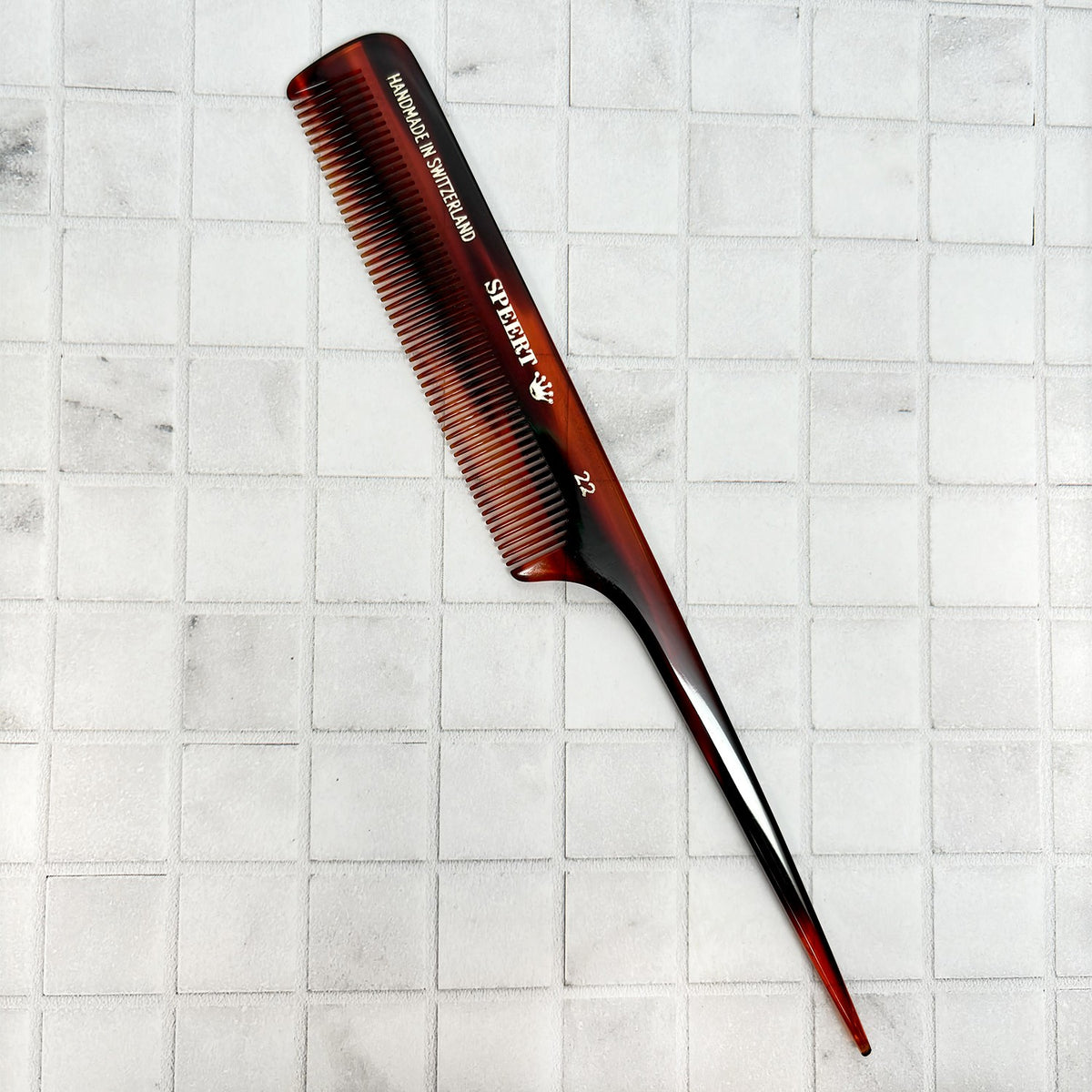 Handmade Swiss Cellulose Acetate Comb - Style #22, Havana Tortoise, 8x1 Inches