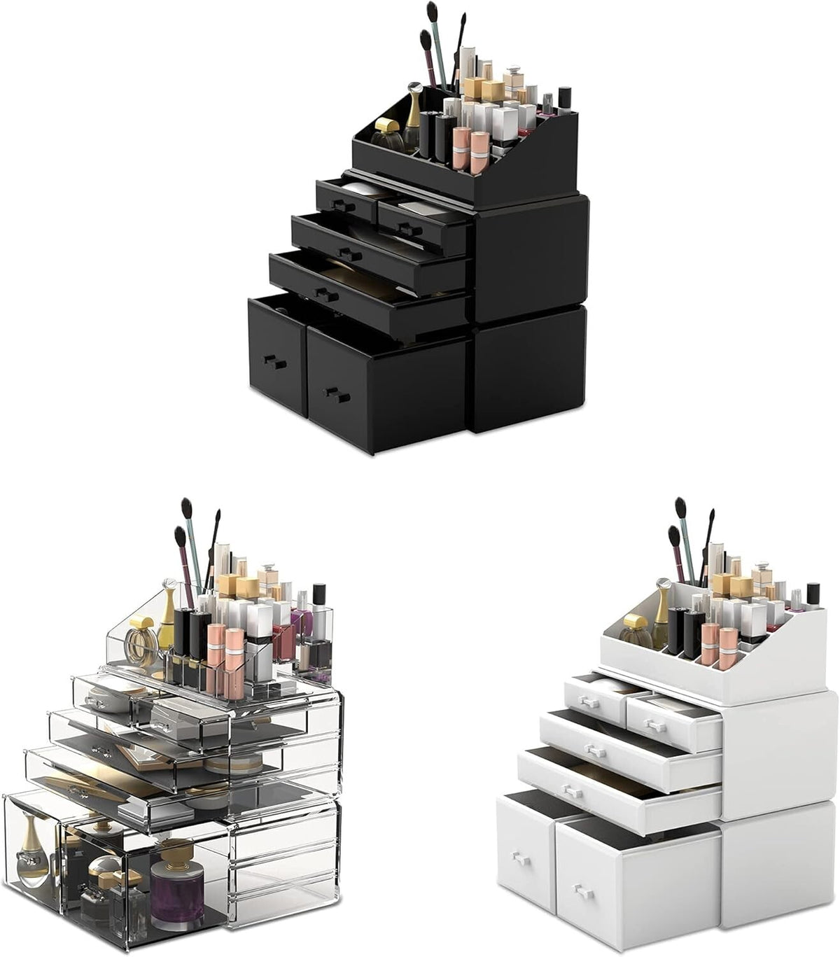 Clear Makeup Organizer with 6 Drawers & Compartments - Vanity Storage Solution
