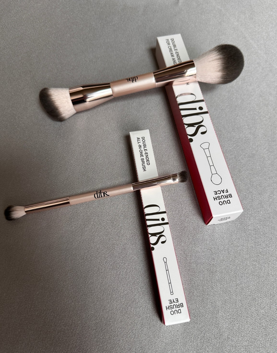 Double-Ended Face and Eye Makeup Brush Set - Professional 2-Piece Bundle