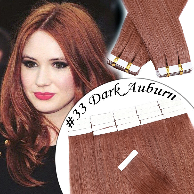 Invisible Tape-In Human Hair Extensions Full Head 24 Inches - Thick Remy Hair
