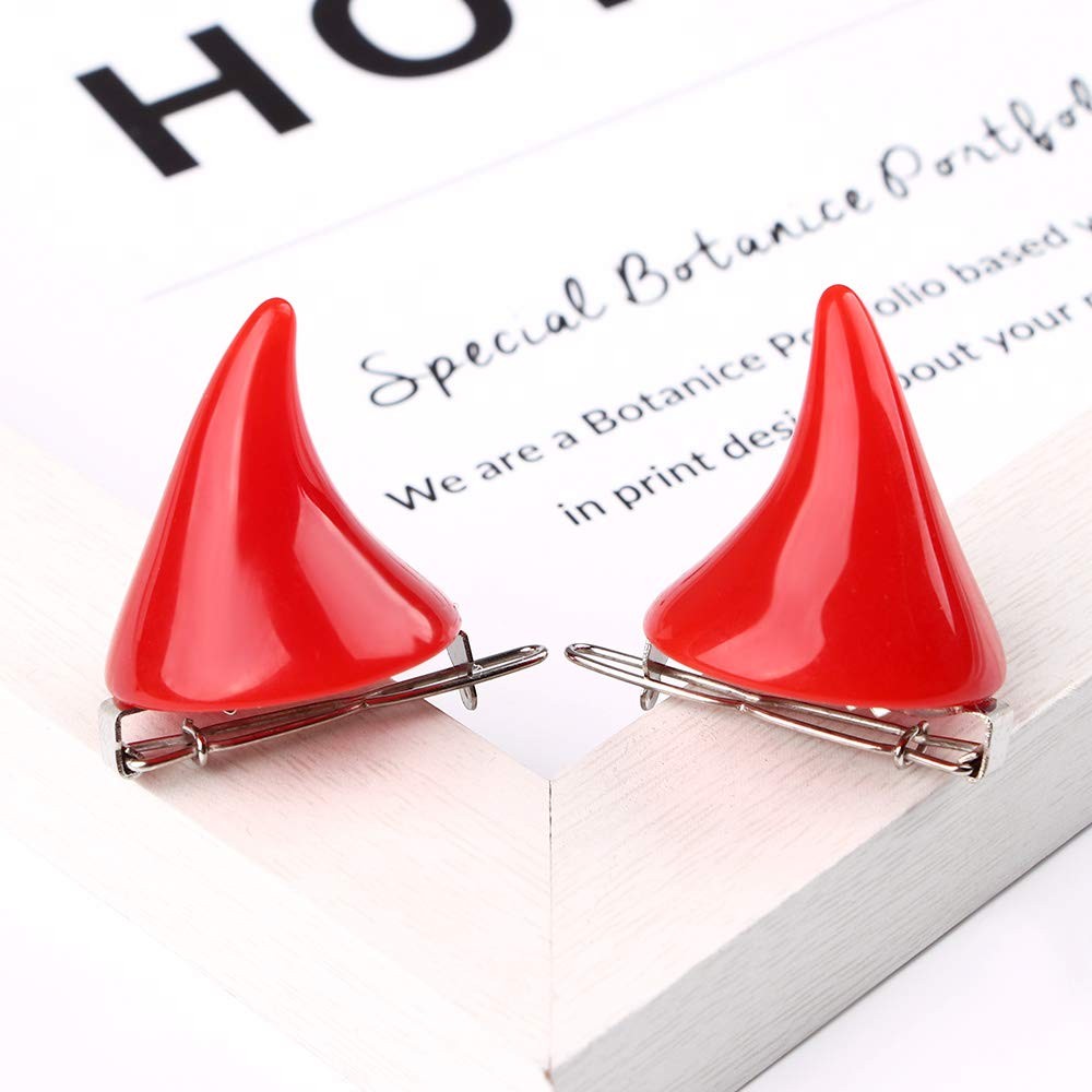 Devil Horn Hair Clips for 6 Count (Pack of 1), White,Black,Red,Silver