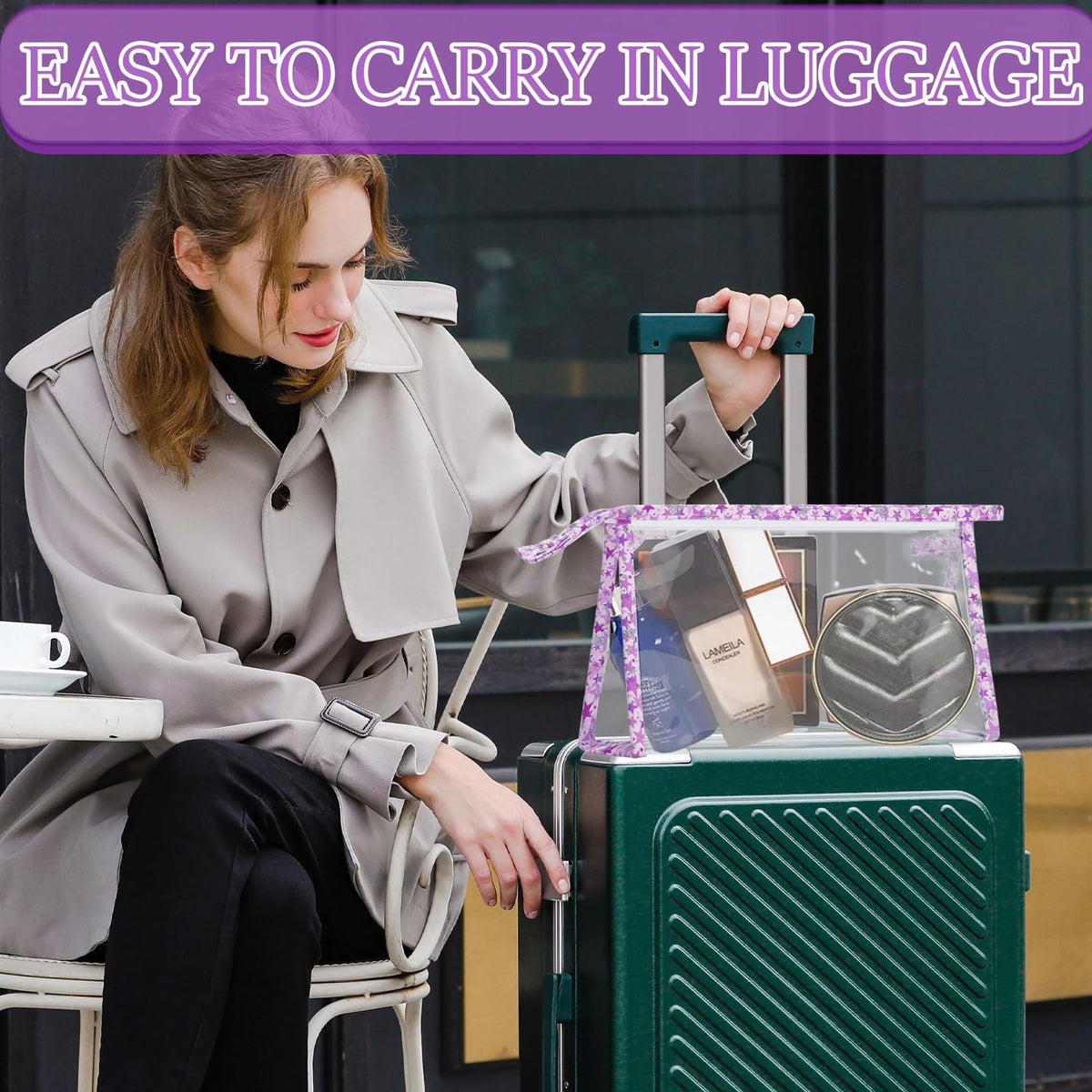 12 Pack Clear PVC Makeup Bags Waterproof Travel Cosmetic Organizer