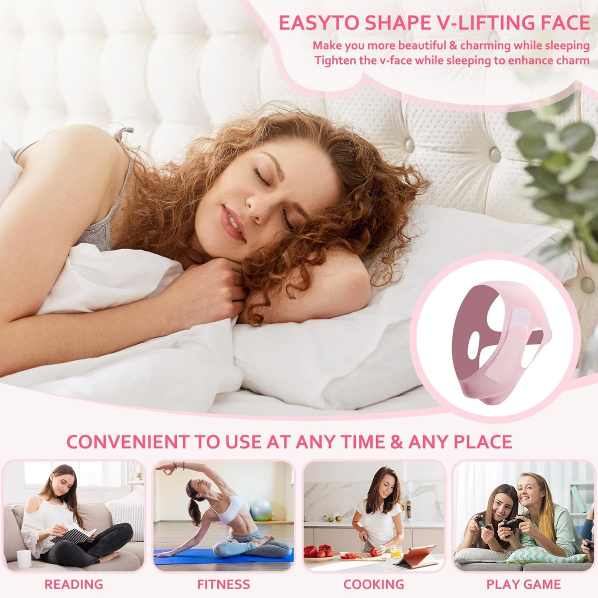 Adjustable Chin Strap for Sleeping & Face Shaping - V Line Jaw Lifter