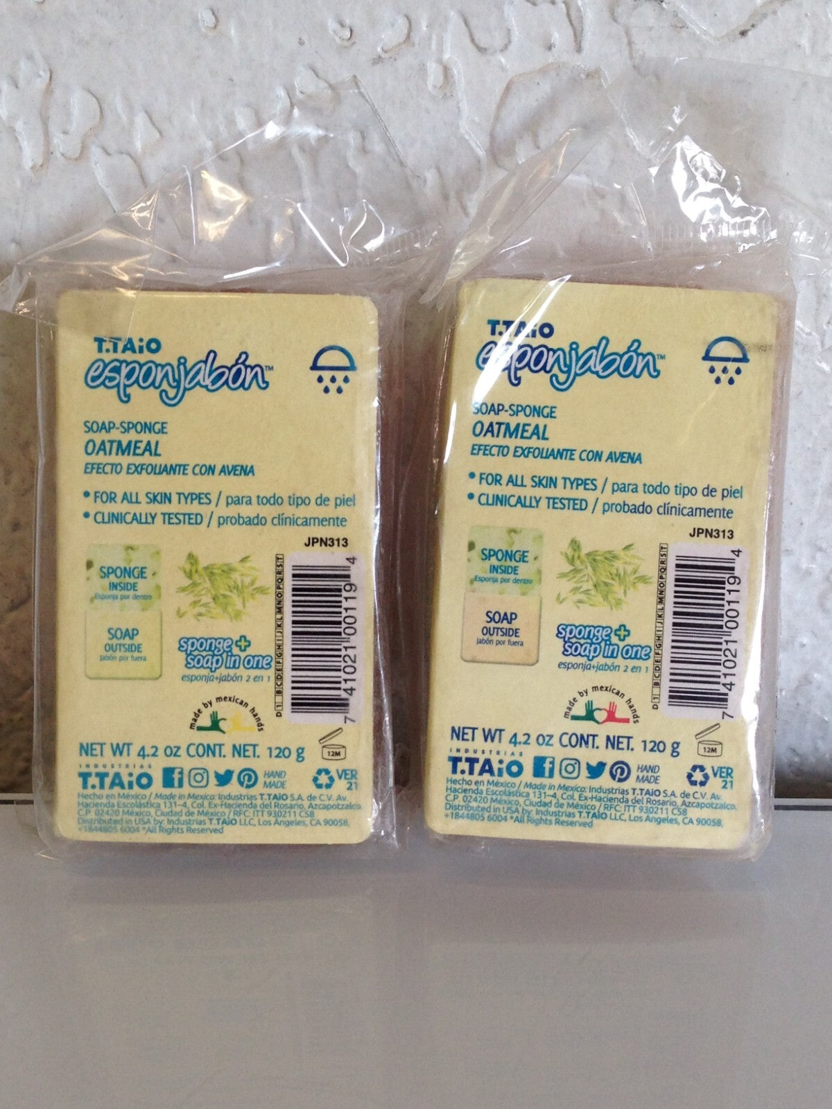 T.TAiO Esponjabon Sponge Soap Oatmeal Exfoliating Bar Soap, 4.2oz - 2