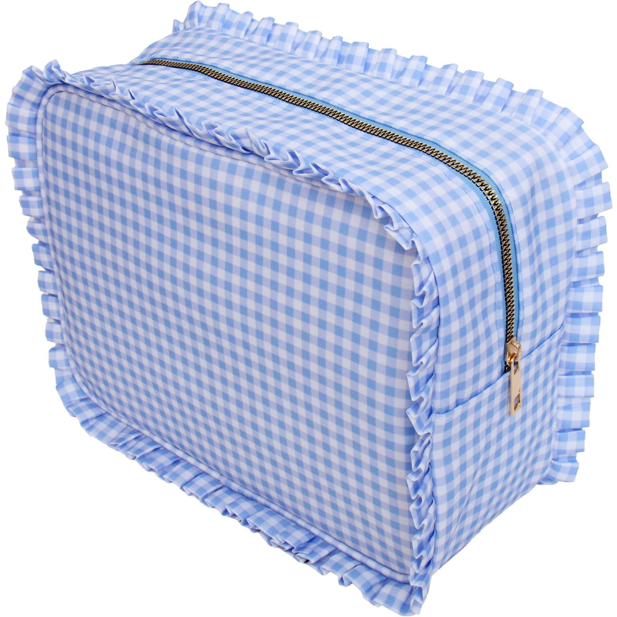 Personalized Gingham Cosmetic Bag Makeup & Toiletry Organizer 10.5x8x4.5"