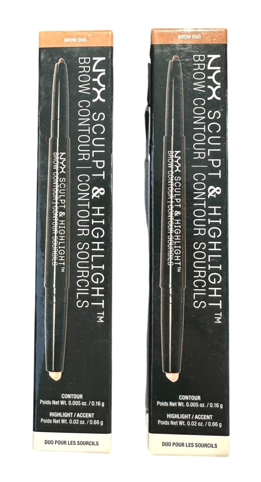 Dual-Ended Brow Pencil with Highlighter - Natural Shades, 2 Pack