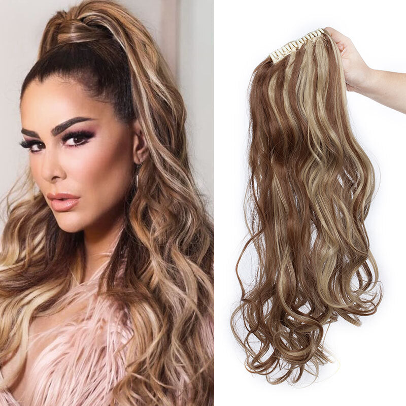 26-Inch Real Human Hair Ponytail Extension with Claw Clip - Thick Hairpiece