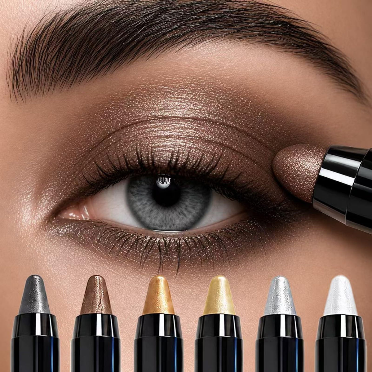 6 Pack Eyeshadow Stick Set with Shimmer and Waterproof Formula