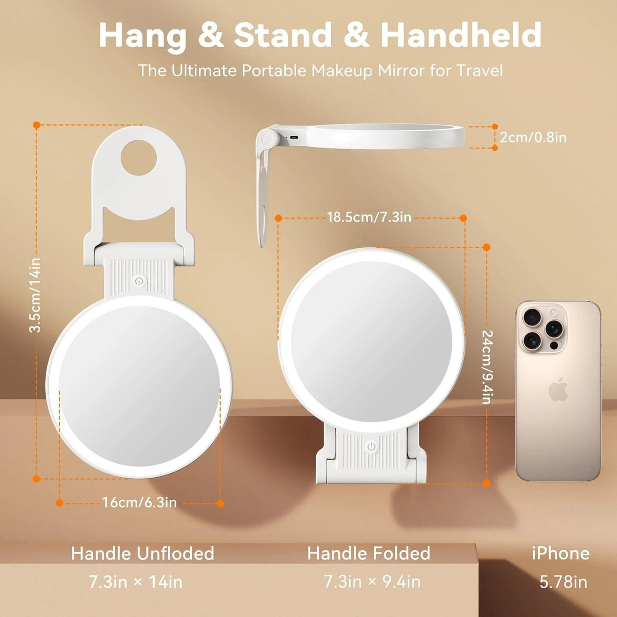 Lighted Magnifying Mirror with Adjustable 3 Color LED, Double-Sided 1X/30X