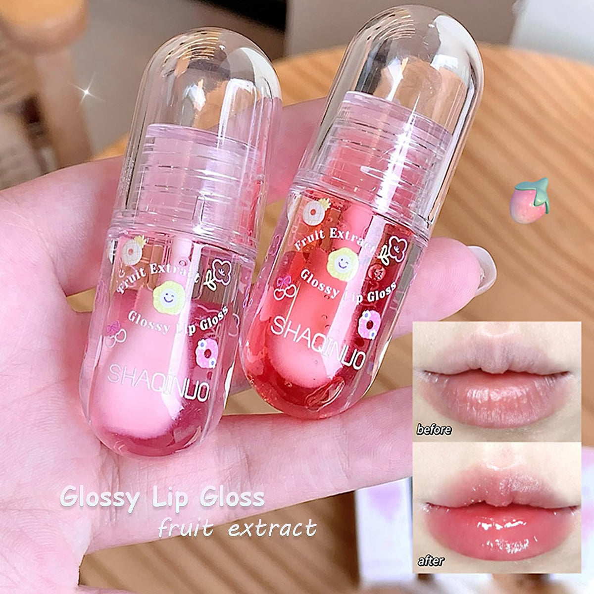 Lip Gloss Oil Set - Fruit Flavored Hydrating Lip Oil Pack of 4