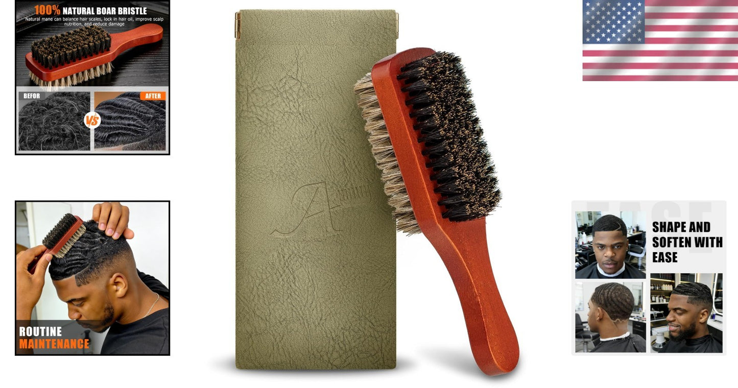 2-Sided Boar Bristle Hair Brush for Thick Hair, Natural & Durable