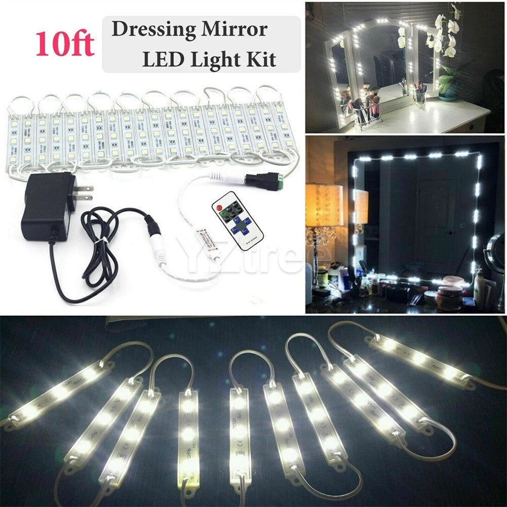 10ft LED White Dimmable Vanity Mirror Strip Light Kit for Makeup & Decor