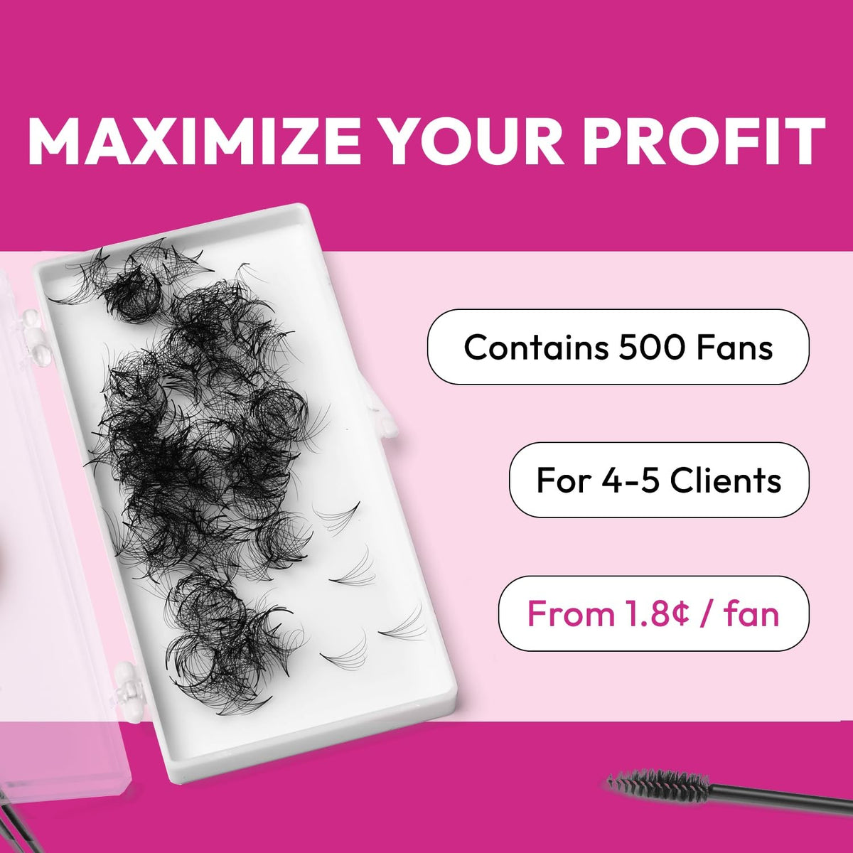 Promade 5D Lash Fans 0.07 D 13mm Natural Fluffy Eyelash Extensions - Pack of 530